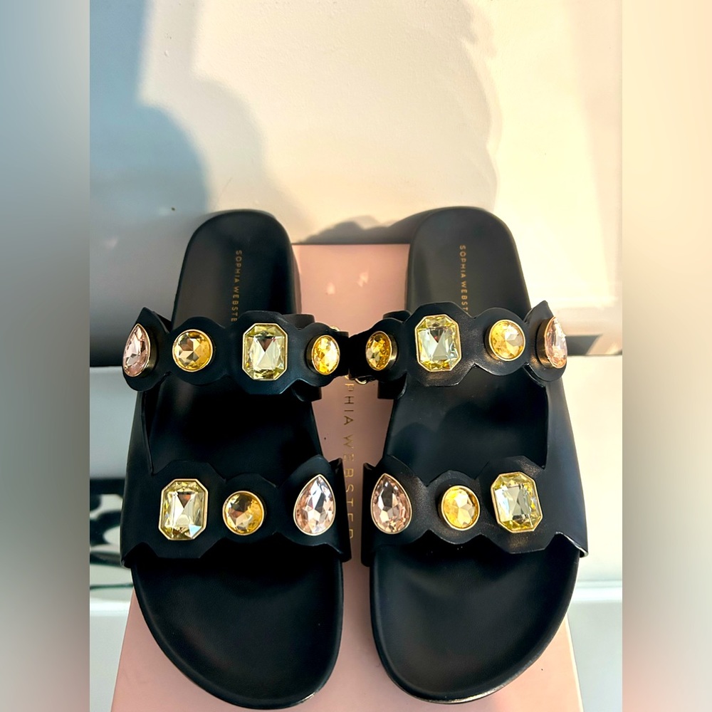 Sophia Webster Ritzy Black Jeweled sandals